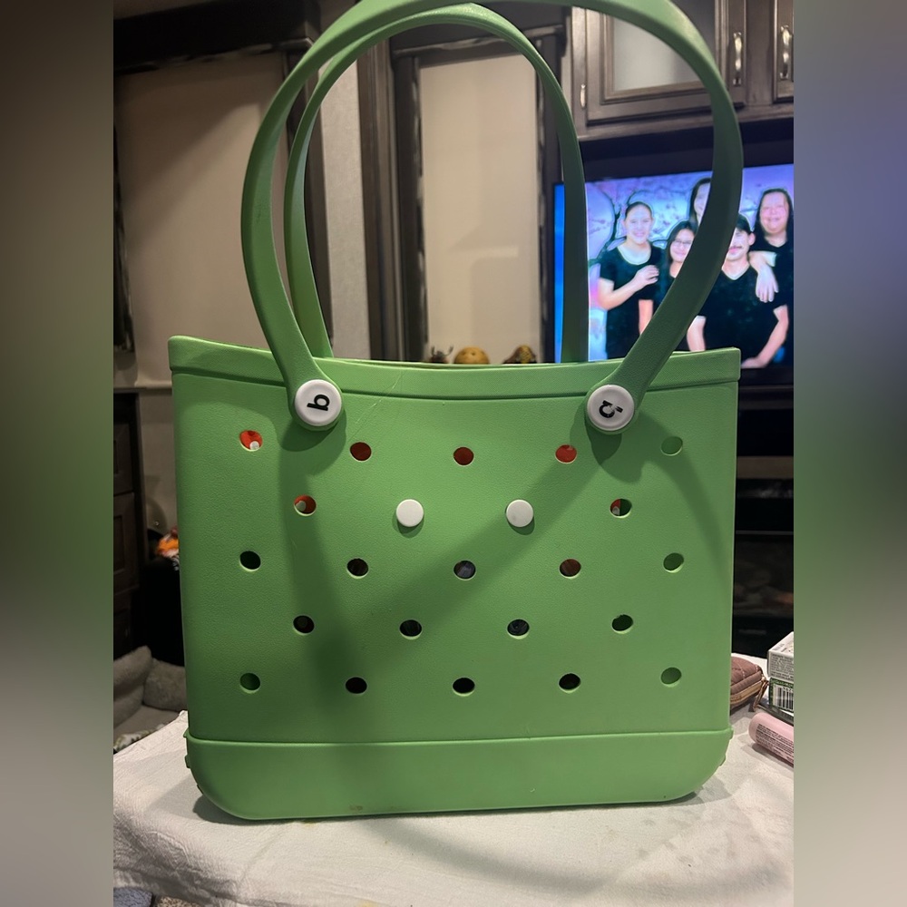 Green  Bogg Tote Bag with Button Accents